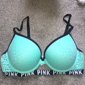PINK Blue Cheetah Push Up Bra